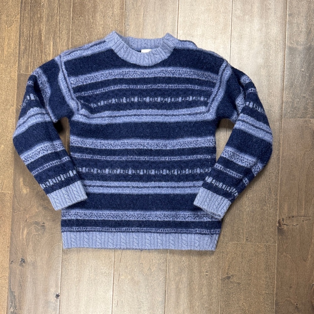 Cozy Striped Kids Wool Sweater in Blue